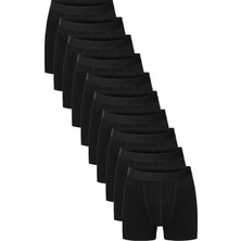 Black Swallow Erkek Likralı Pamuklu Boxer Siyah 10'lu Paket Konforlu İç Giyim Seçeneği