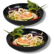 Empressco Mat Siyah 22CM Yemek ve Salata Tabağı Çiftli Set