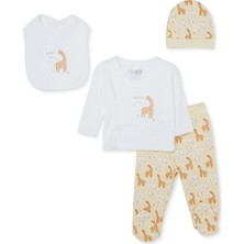 Hellobaby Erkek Bebek 5li Hastane Çıkışı Hayvan Baskılı Çıtçıtlı Zarf Yaka Long Sleeve Patikli