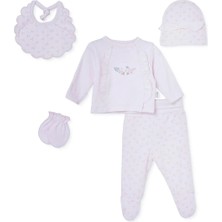 Bebetto Kız Bebek 5li Hastane Çıkışı Çiçek Baskılı Çıtçıtlı Zarf Yaka Long Sleeve Patikli