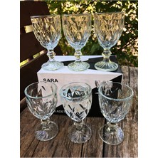 Empressco Şık Kristal Kesme Cam Kahve Yanı Su ve Likör Bardakları 6’lı Set