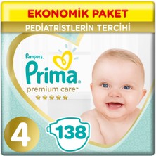Prima Premium Care 4 Beden Bantlı Bebek Bezi 9-14 Kg 138 Adet Ekstra Yumuşak 3*46