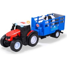 Toys 203734003, Massey Ferguson Taşıyıcı, Sesli ve Işıklı, Serbest Tekerlek, 1 Adet Hayvan Fi