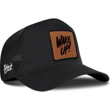 BlackBörk Wake Up Logolu Siyah Trucker Şapka