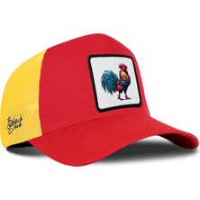 BlackBörk Horoz Logolu Kırmızı-Sarı Trucker Şapka