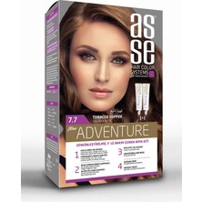 Asse Adventure Set Saç Boyası, Kalıcı ve Canlı Renkler 1+1 İki Kullanım Seti (No:7.7 Tütün Kahve)