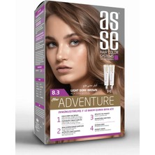 Asse Adventure Set Saç Boyası, Kalıcı ve Canlı Renkler 1+1 İki Kullanım Seti (No:8.3 Açık Dore Kumral)