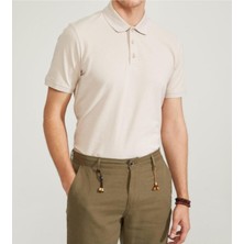 Nacar Store Erkek Krem Basic Polo Yaka T-Shirt