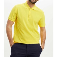 Nacar Store Erkek Sarı Polo Yaka Slimfit Basic Tshirt