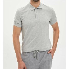 Nacar Store Erkek Gri Basic Polo Yaka T-Shirt