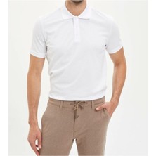 Nacar Store Erkek Beyaz Basic Polo Yaka T-Shirt