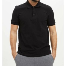 Nacar Store Erkek Siyah Polo Yaka Slimfit Basic Tshirt