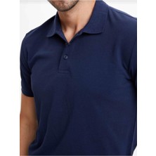 Nacar Store Erkek Lacivert Polo Yaka Slimfit Basic Tshirt