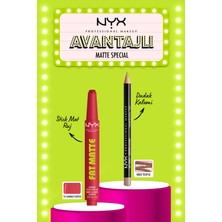 Nyx Professional Makeup fat Matte Nemlendirme Etkili Mat Ruj - 10 Flamıngo Feather + Slim Lip Pencil - Nude Truffle