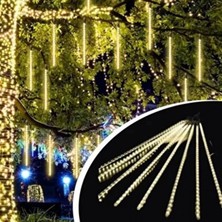 MiraLive 10&amp;apos;lu 45 cm Plastik Meteor LED USB 2m Kablo Sarı Renk Ağaç Işığı – Renk Değiştiren Asmalı Dekoratif Bahçe ve Dış Mekan Aydınlatması (4887)