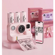 Bufs Mini Şipşak Çocuk Fotoğraf Makinesi Telefon Bağlantılı Çift Kameralı Dijital Baskı Makinesi + 3 Rulo