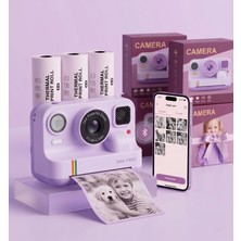 Bufs Mini Şipşak Çocuk Fotoğraf Makinesi Telefon Bağlantılı Çift Kameralı Dijital Baskı Makinesi + 3 Rulo