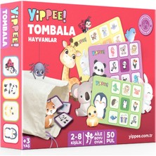YİPPEE Hayvan Tombala Oyunu | Çocuklar İçin Hayvanları Öğrenme Oyunu | 8 Tabla | 50 Plastik Pul | Ham Bez Kese