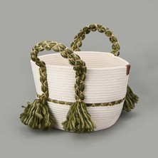 Matmel Living Green Culture Dekoratif Sepet - Krem / Yeşil - 25X21 cm