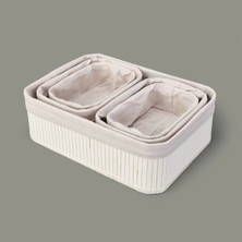 Matmel Living 5'li Çok Amaçlı Dekoratif Sepet - Beyaz / Gri
