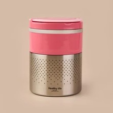 Matmel 2 Katlı Çelik Yemek Termosu - Pembe - 1,5 Lt