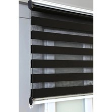 Özel Jaluzi  Siyah  Zebra Stor Perde (Siyaha Siyah)