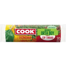 Cook Eko Büzgülü Çöp Torbası Çam Kokusu Orta 30'lu 5 Adet
