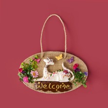Matmel Dekoratif Welcome Cat Kapı Süsü - Renkli - 26X16 cm