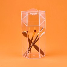 Matmel Living Kapaklı Fırça Organizeri - Şeffaf - 12X10X24 cm
