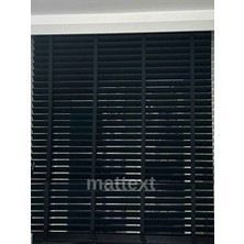 Mattext Siyah Redektörlü Kurdelalı Ahşap Jaluzi