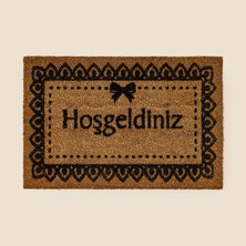 Matmel Home Koko Hoşgeldiniz Kapı Önü Paspası - Bej / Siyah - 40X60 cm