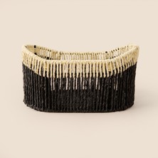 Matmel Living Mustard Kağıt Ip Sepet - Siyah / Krem - 11X18X25 cm