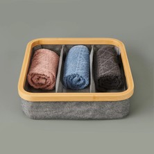 Matmel 3 Bölmeli Katlanabilir Sepet - Gri - 30X30 cm
