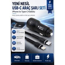 Ecuy Yeni Nesil Usb-C Araç Şarj Seti iPhone To Type-C Kablolu PD18W Hızlı Şarj Destekli Araç Içi Şarj Cihazı