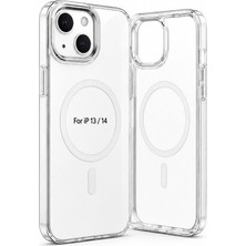 Arkay iPhone 13 / 14 Kılıf Magsafe Mıknatıslı Kamera Lens Korumalı Alüminyum Çerçeveli Şeffaf Darbe Emici