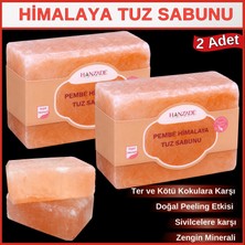 Hanzade Bitkisel Himalaya Tuz Sabunu 300-350 gr x 2 Adet Zengin Mineralli Doğal Saf Pembe Himalaya Kaya Tuzu Sabunu