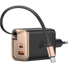 Mcdodo CH-4280 FreeGo 40W GaN Dahili Geri Çekilebilir Kablolu Hızlı Şarj Cihazı (Titanyum)