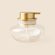 Karadağ Borosilikat Cam Sıvı Sabunluk - Şeffaf / Altın - 600 ml