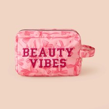 Simple Living Beauty Vibes Kozmetik Çantası - Pembe - 21X12X8 cm