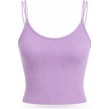 Purple By Banu Lila Spagetti Askılı Crop