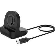 Samsung Galaxy Watch 4 Classic 42MM USB Şarj Kablosu + Silikon Şarj Standı Tutucu