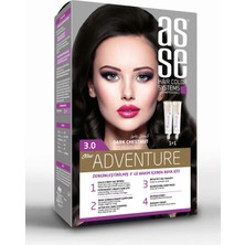 Asse Adventure Set Saç Boyası, Kalıcı ve Canlı Renkler 1+1 İki Kullanım Seti (No:3.0 Koyu Kestane)
