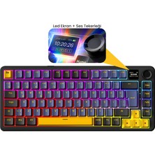 Rampage Kenpachi Ekranlı Oil Switch 2.4g+Bt+Wireless+Kablolu Rgb Hot Swap Gasket Mekanik Klavye Oyuncu Klavyesi