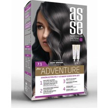 Asse Adventure Set Saç Boyası, Kalıcı ve Canlı Renkler 1+1 İki Kullanım Seti (No:7.1 Küllü Kumral)