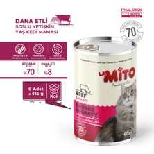 La Mito Soslu Dana Etli Yetişkin Kedi Maması 415GR x 6 Ekonomik Lezzetli Konserve