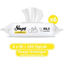 Sleepy Yenidoğan Islak Bebek Havlusu 240 Yaprak Kokusuz Hassas Temizlik için 6x40 Paket
