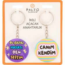 Matmel Tasarım Işıltılı Hayat 2'li Metal Anahtarlık Seti - Renkli - 10 cm