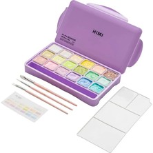 Hımı Jelly Cup Gouache Set Pastel Renkler Guaj Boya Seti 18 Renk x 30G(PURPLE Case)