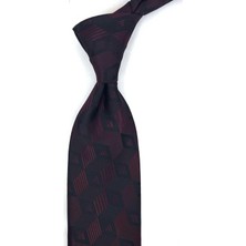Kravatkolik Bordo Siyah Motif Desen Mendilli Klasik Kravat KK13786