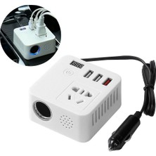 Tekno Hediye Sunup Çok Fonksiyonlu Araç Içi Invertör Çevirici 12V Oto Çakmaklık Çoklayıcı USB Hızlı Şarj Güç Dönüştürücü